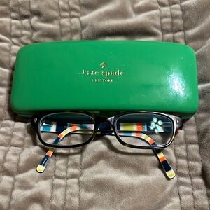 Kate Spade Black Glasses with Multicolor Striped Arms